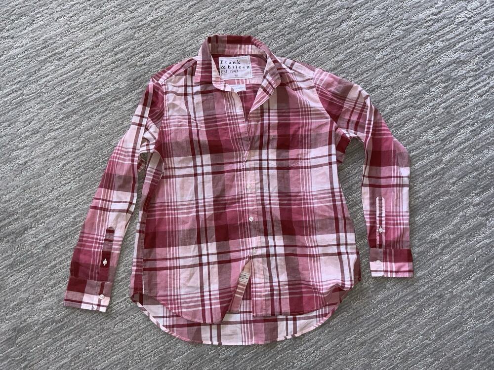 Frank & Eileen Shirt Womens XSmall Red Plaid Eileen Button Up Italian Cotton
